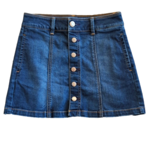 American Eagle Darker Wash Stretch Full Button A Line Denim Blue Skirt Size 0
